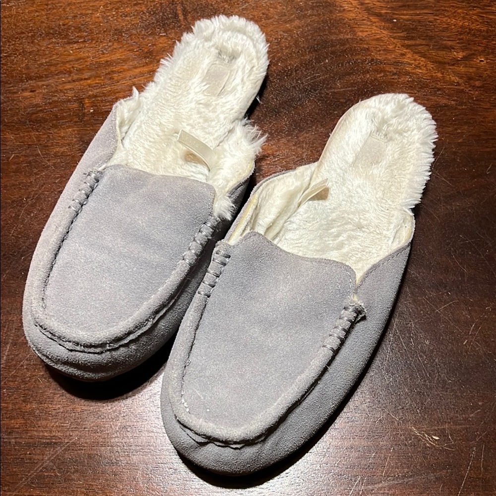 Stars Above backless Gray Women's fuzzy Slippers
